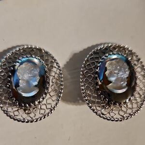 Vintage Whiting And Davis Cameo Clip Earrings